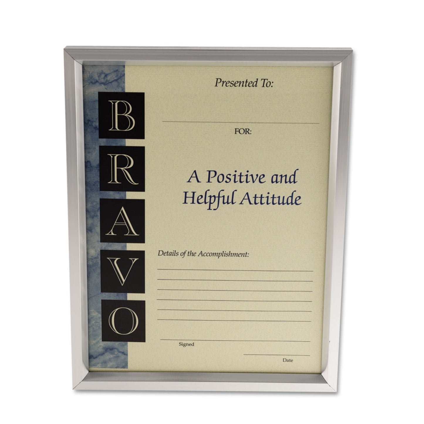 Universal Plastic Document Frame, for 8.5 x 11, Easel Back, Metallic Silver (76853)