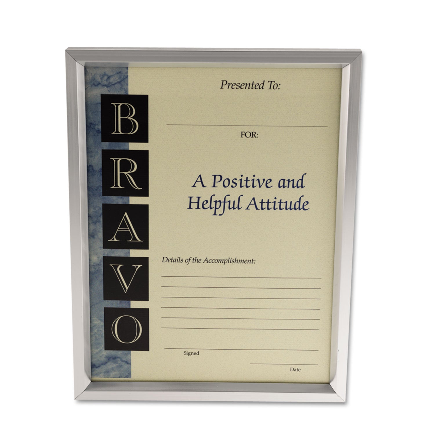 Universal Plastic Document Frame, for 8.5 x 11, Easel Back, Metallic Silver (76853)