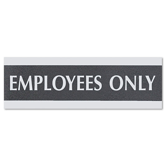 Headline Century Series Office Sign, EMPLOYEES ONLY, 9 x 3, Black/Silver (4760)