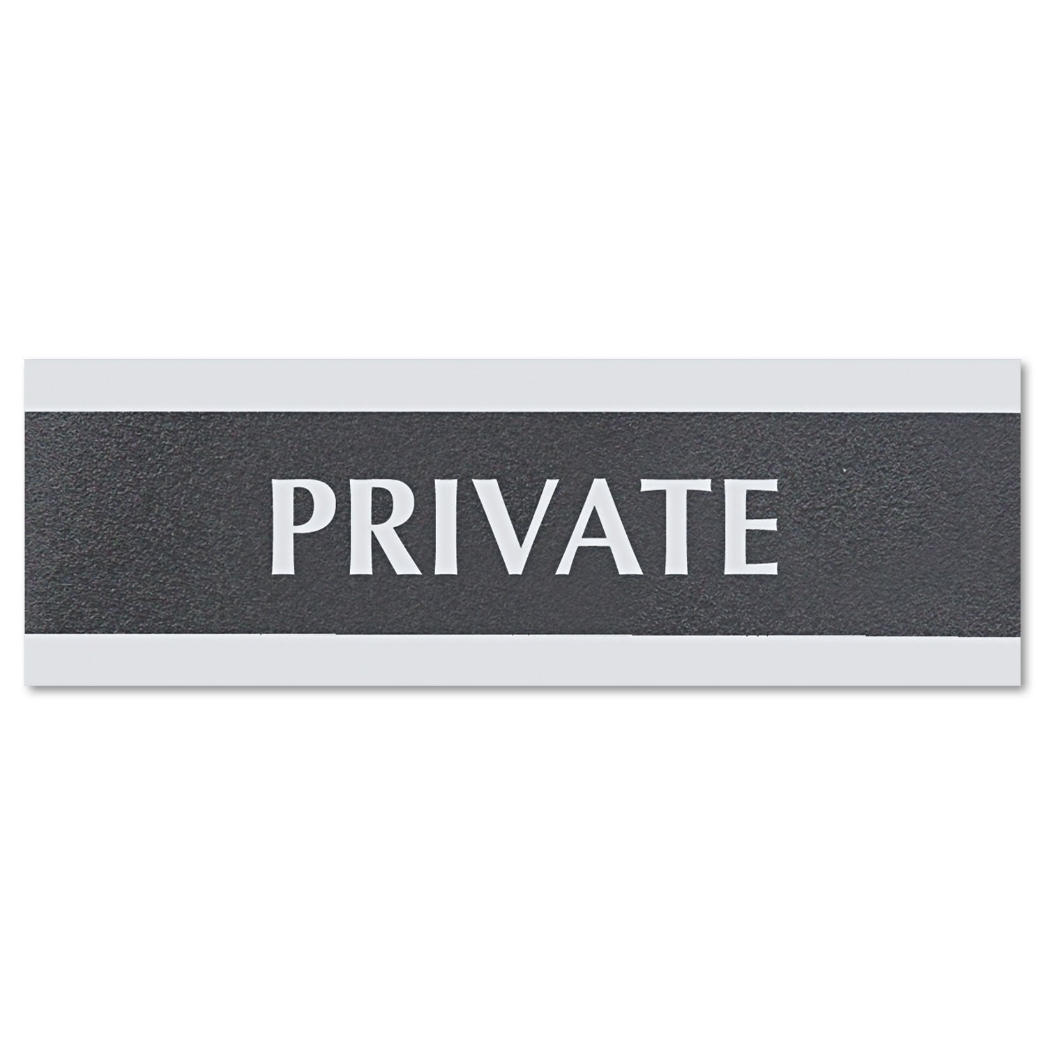 Headline Century Series Office Sign, PRIVATE, 9 x 3, Black/Silver (4761)