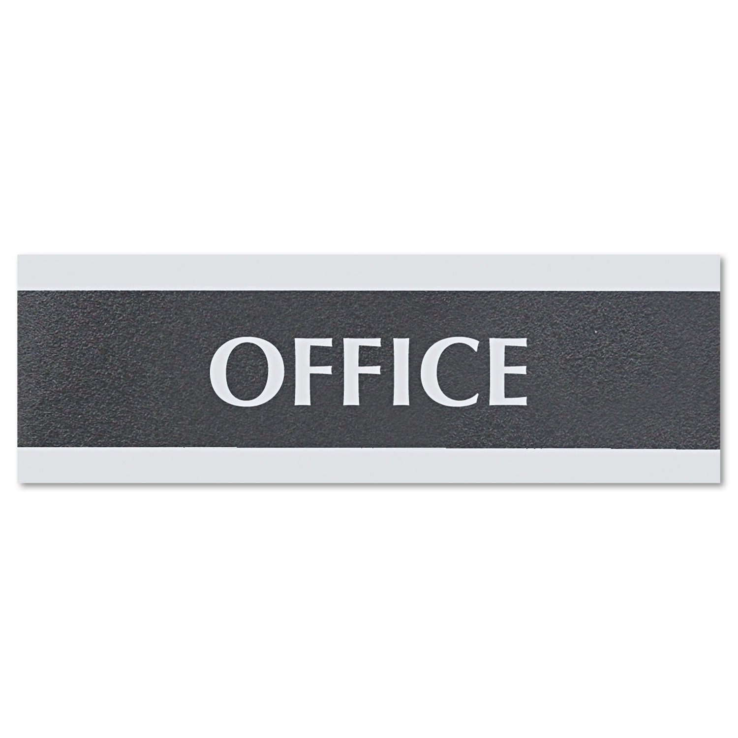 Headline Century Series Office Sign, OFFICE, 9 x 3, Black/Silver (4762)