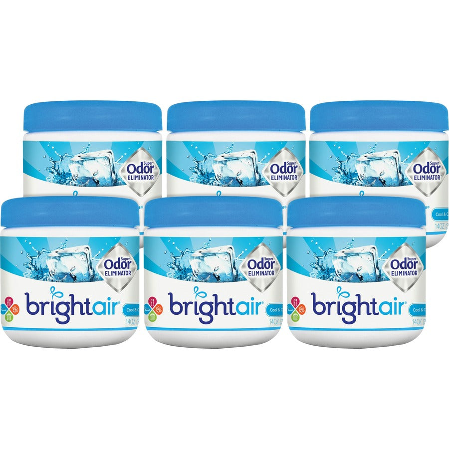 Bright Air Super Odor Eliminator, Cool and Clean, Blue, 14 oz Jar, 6/Carton (900090CT)
