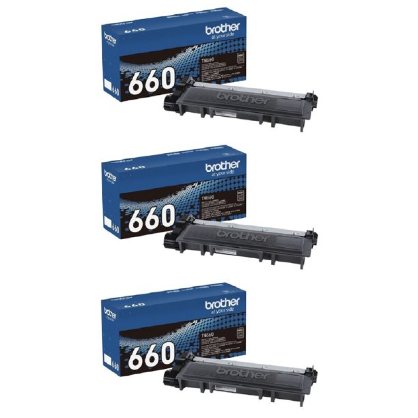 Brother TN660 High-Yield Toner, 2,600 Page-Yield, Black - 3 Pack