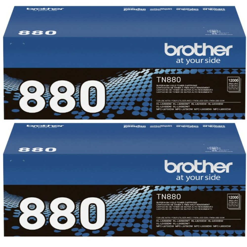 Brother TN880 Super High-Yield Toner, 12,000 Page-Yield, Black - 2 Pack