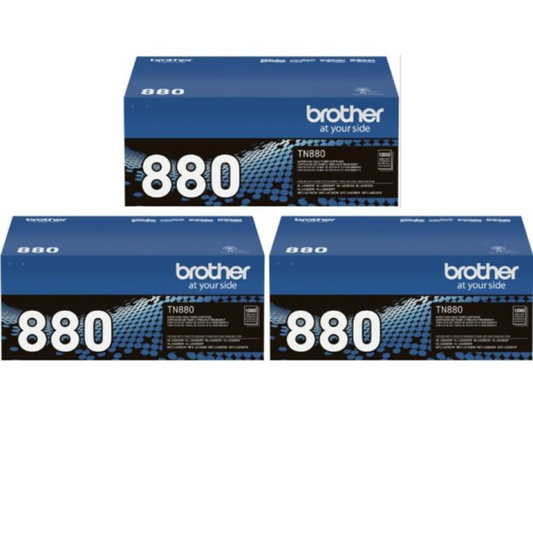 Brother TN880 Super High-Yield Toner, 12,000 Page-Yield, Black - 3 Pack