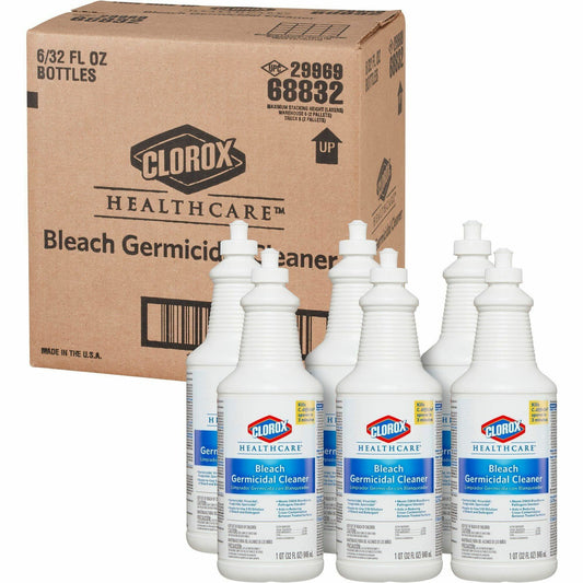 Clorox Healthcare Bleach Germicidal Cleaner, 32 oz Pull-Top Bottle, 6/Carton (68832)