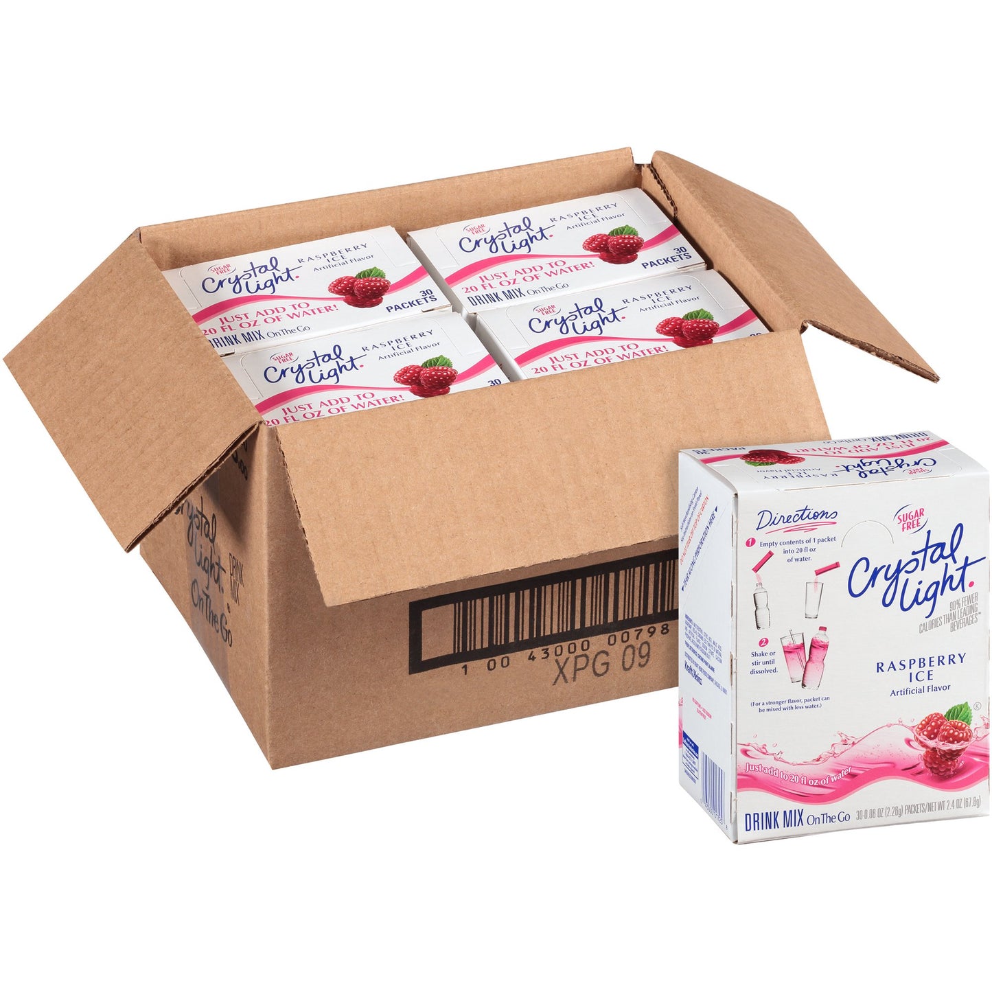 Crystal Light Flavored Drink Mix, Raspberry Ice, 30 .08oz Packets/Box (79800) - 4 Pack