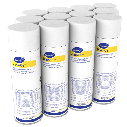 Diversey Shine-UpTM/MC Multi-Surface Foaming Polish, Lemon Scent, 15 oz Aerosol Spray, 12/Carton (904390)