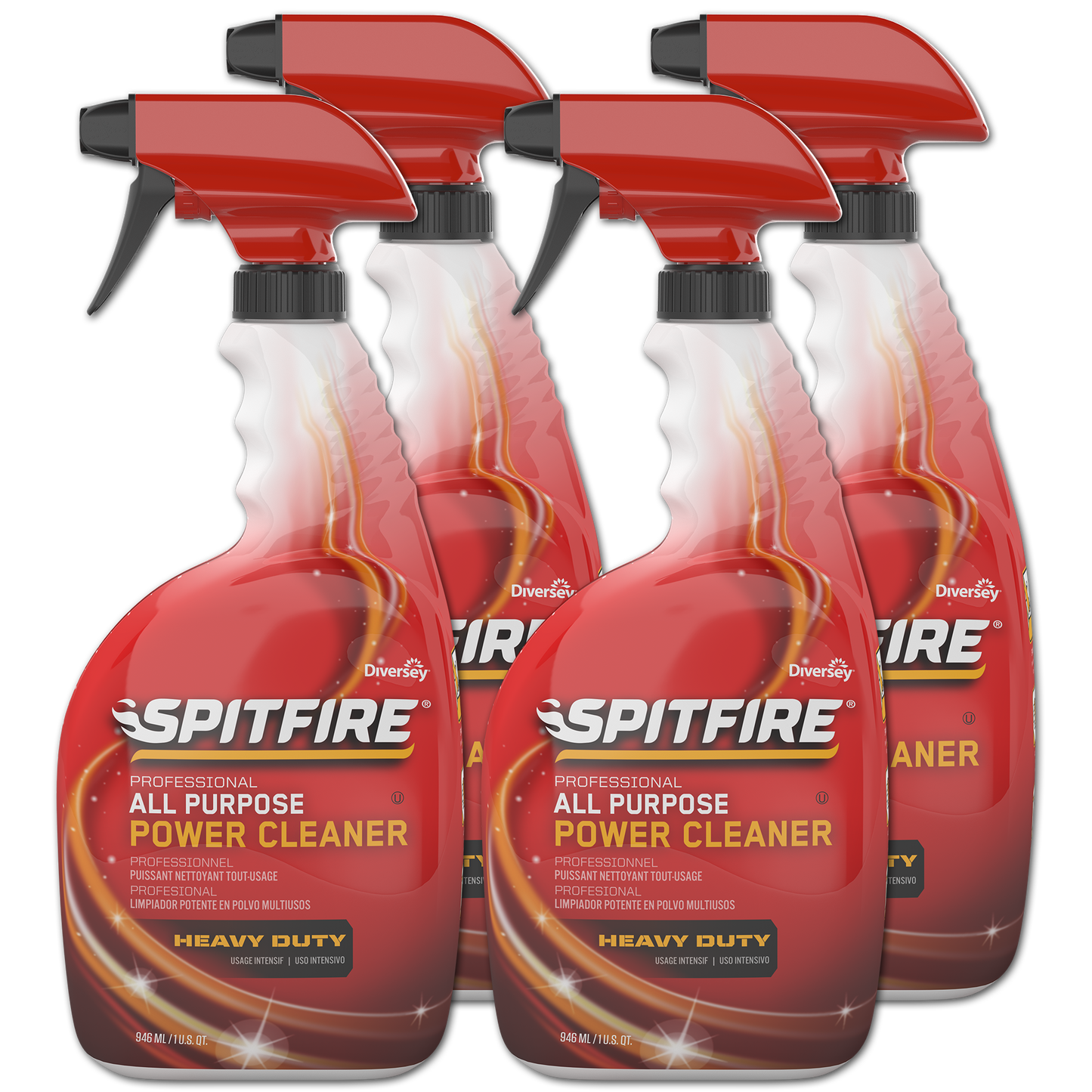 Diversey Spitfire All Purpose Power Cleaner, Liquid, 32 oz Spray Bottle, 4/Carton (CBD540038)