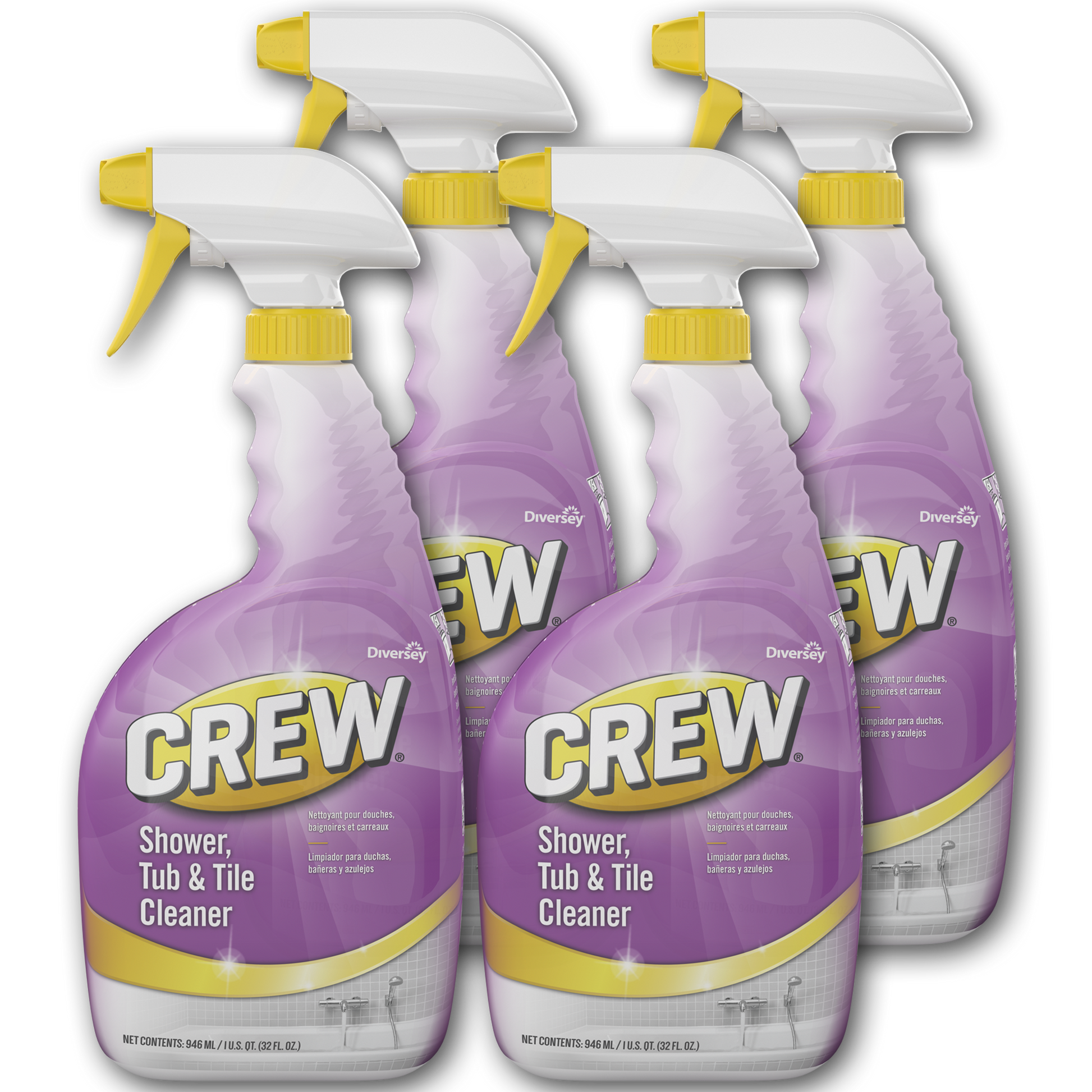 Diversey Crew Shower, Tub and Tile Cleaner, Liquid, 32 oz, 4/Carton (CBD540281)