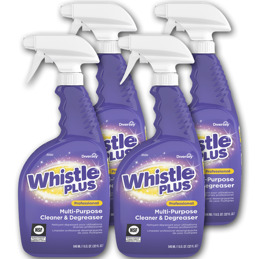 Diversey Whistle Plus Professional Multi-Purpose Cleaner/Degreaser, Citrus, 32 oz Spray Bottle, 4/Carton (CBD540571)