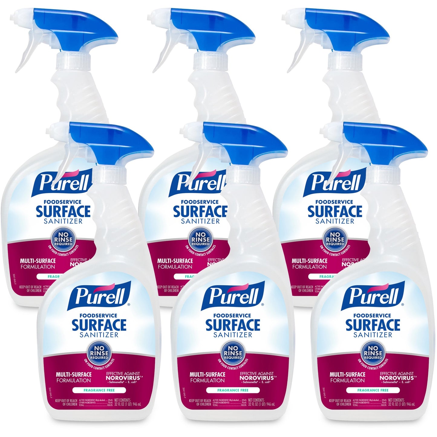 PURELL Foodservice Surface Sanitizer, Fragrance Free, 32 oz Capped Bottle with Spray Trigger Included in Carton, 6/Carton (334106CT)