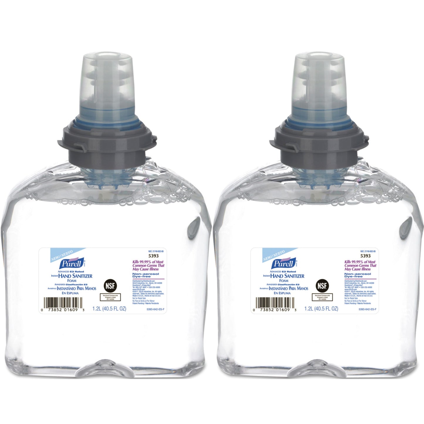 PURELL Advanced Hand Sanitizer E3-Rated Foam, 1,200 mL Refill, Fragrance-Free, 2/Carton (539302)