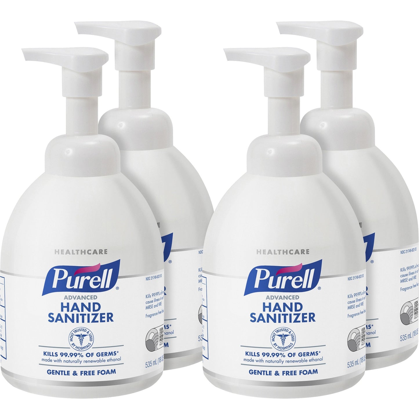 PURELL Advanced Green Certified Instant Hand Sanitizer Foam, 535 ml Bottle, Unscented, 4/Carton (579104CT)