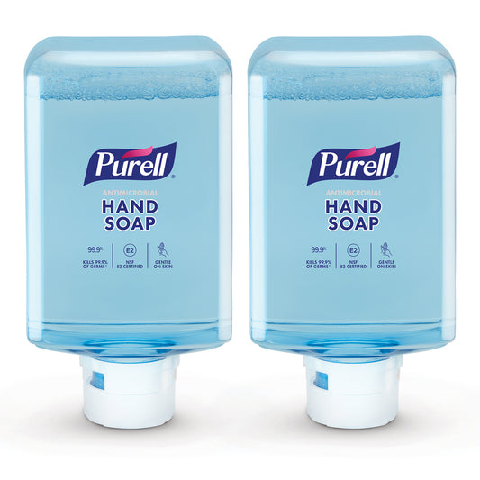 PURELL Antimicrobial Foaming Hand Soap Refill, For ES10 Dispensers, Fragrance-Free, 1,200 mL, 2/Carton (838302CT)