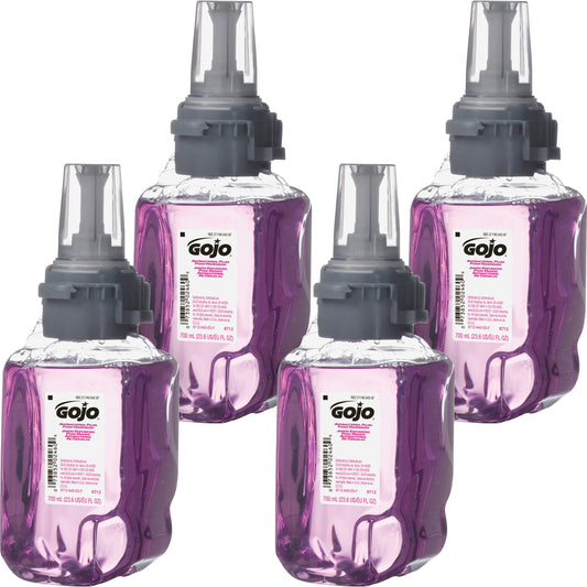GOJO Antibacterial Foam Hand Wash Refill for ADX-7 Dispensers, Plum Scent, 700 mL, 4/Carton (871204)