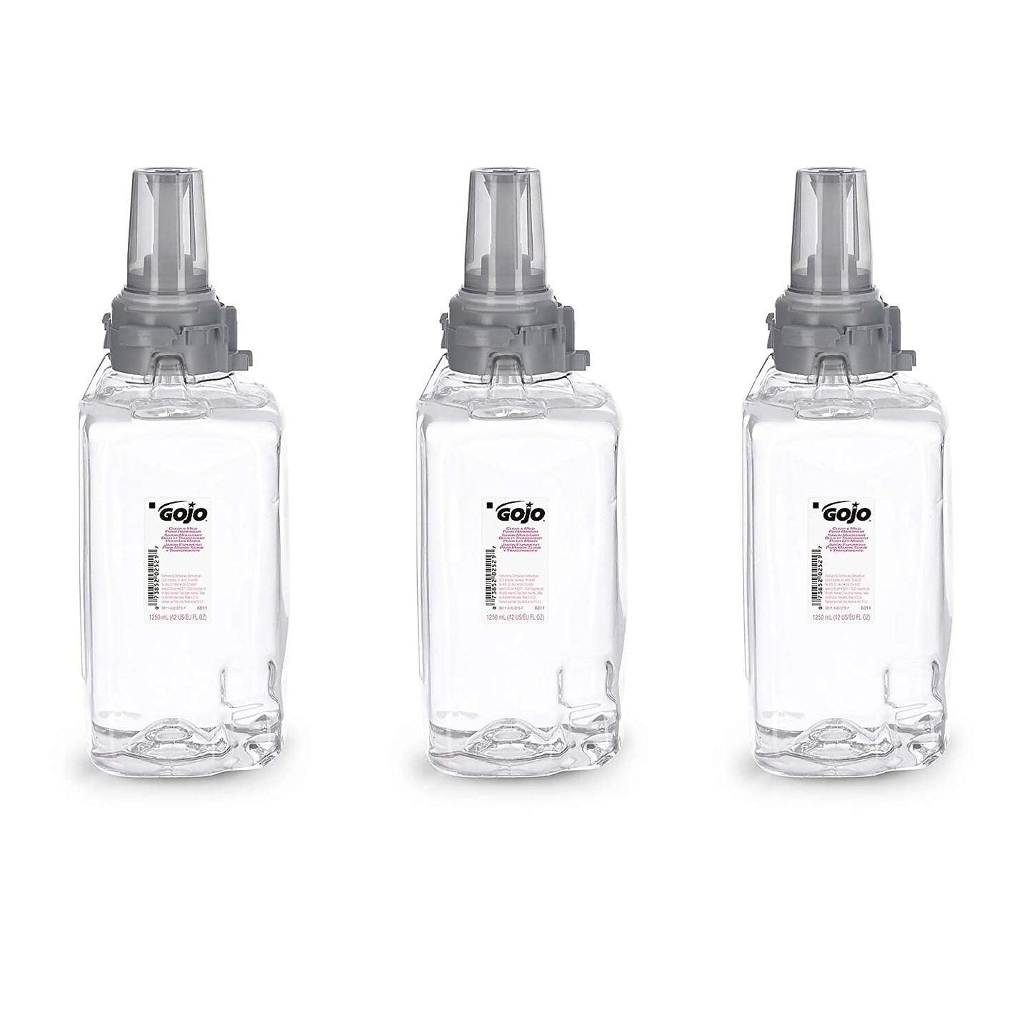 GOJO Clear and Mild Foam Handwash Refill, For ADX-12 Dispenser, Fragrance-Free, 1,250 mL, 3/Carton (881103)