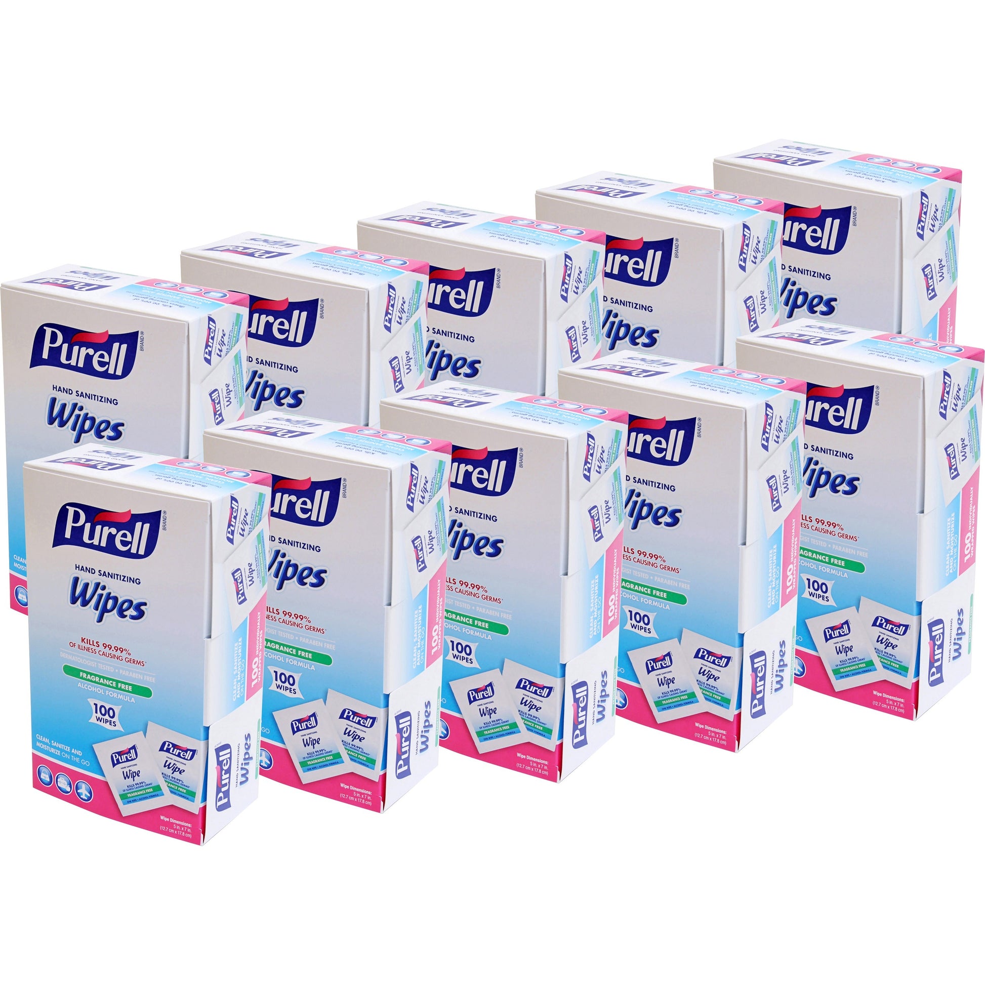 PURELL Sanitizing Hand Wipes, Individually Wrapped, 5 x 7, Unscented, White, 1,000/Carton (902210CT)