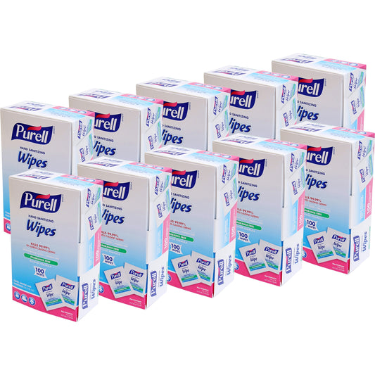 PURELL Sanitizing Hand Wipes, Individually Wrapped, 5 x 7, Unscented, White, 1,000/Carton (902210CT)