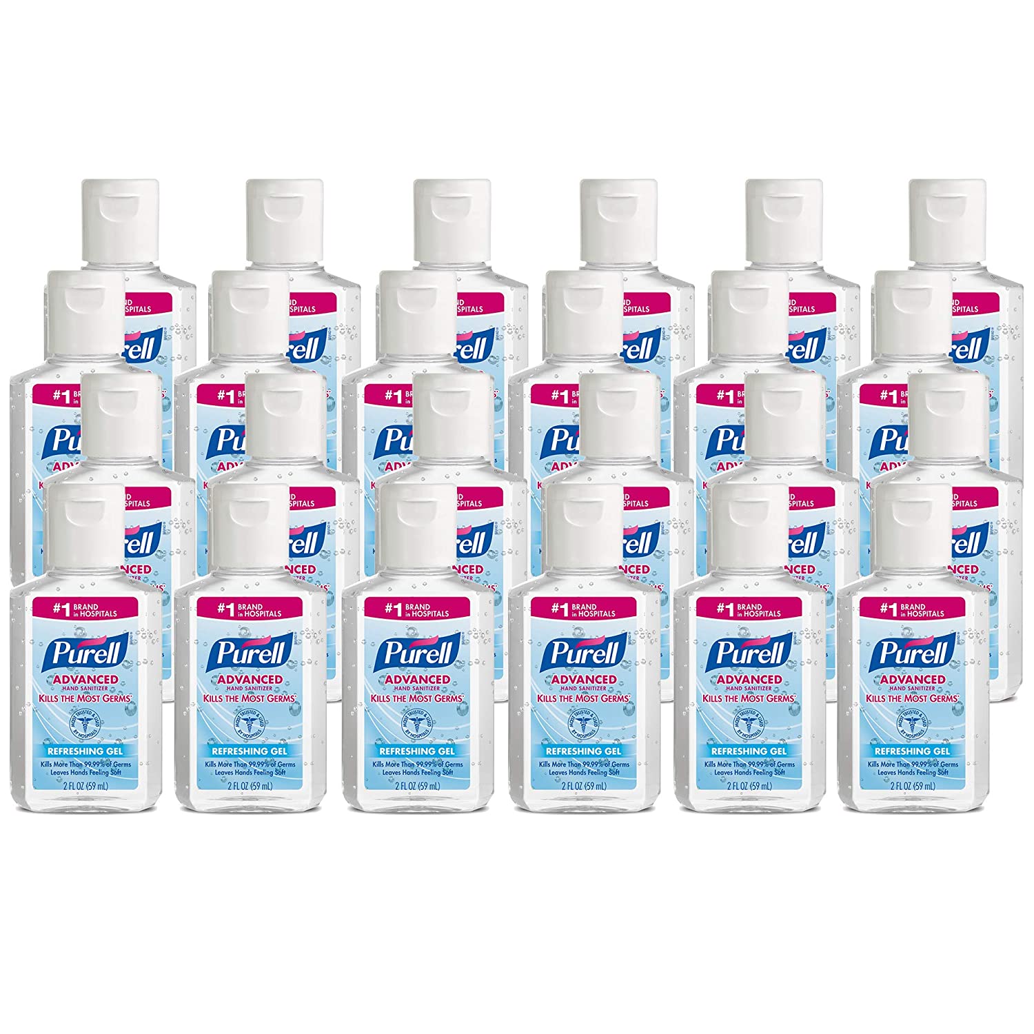 PURELL Advanced Hand Sanitizer Refreshing Gel, 2 oz, Flip-Cap Bottle, Clean Scent, 24/Carton (960524)