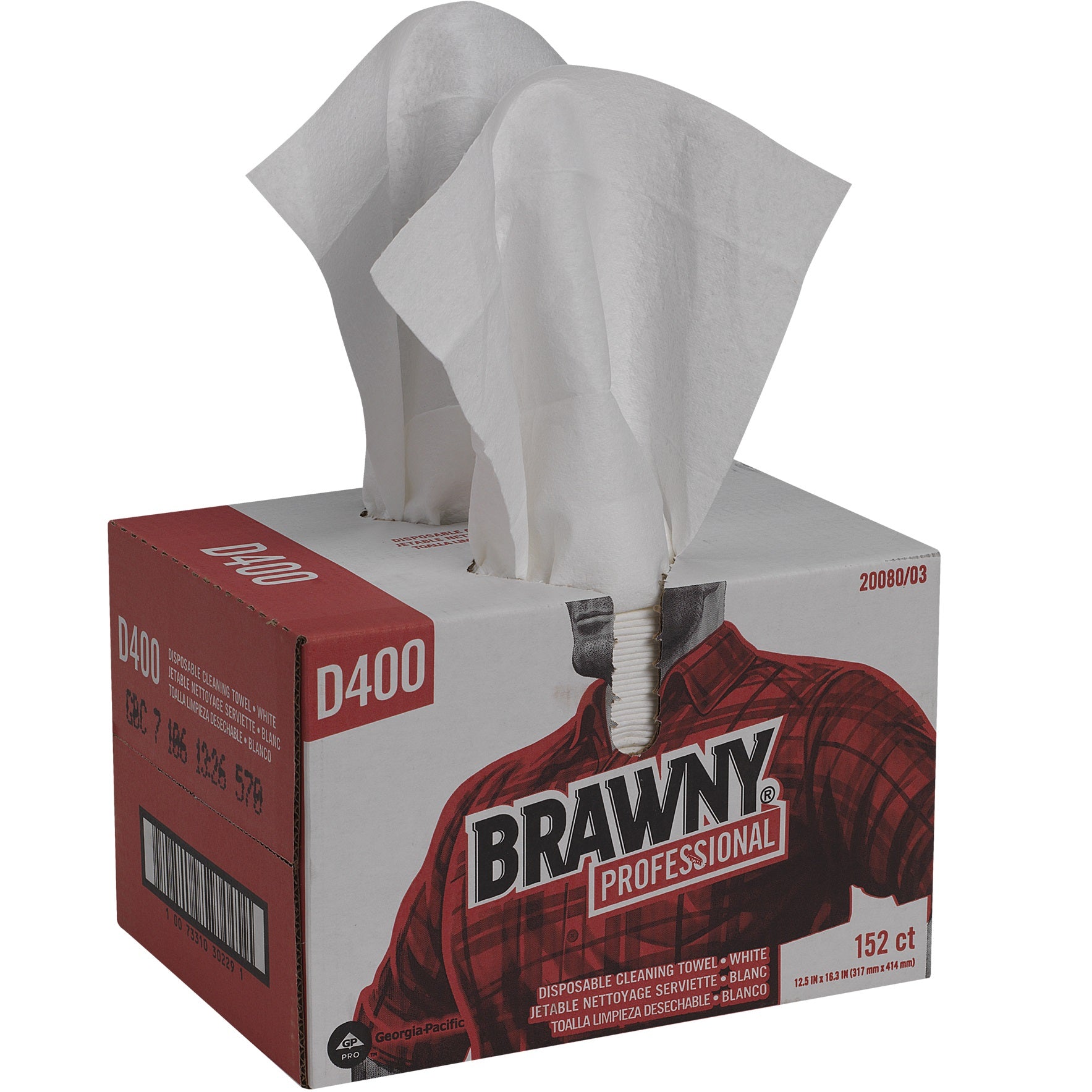 Brawny Premium DRC Wipers, Paper, 1-Ply, 12.5 x 16.75, White, 152/Box (2008003)