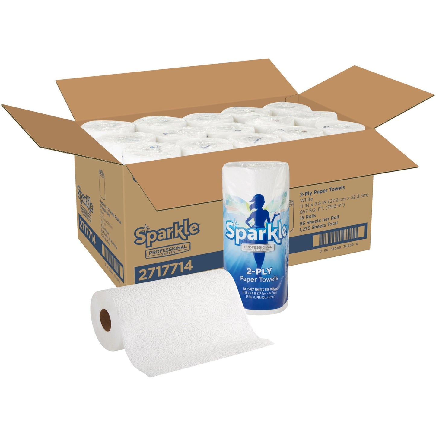 Georgia Pacific Professional Sparkle ps Premium Perforated Paper Kitchen Towel Roll, 2-Ply, 11 x 8.8, White, 85/Roll, 15 Rolls/Carton (2717714)