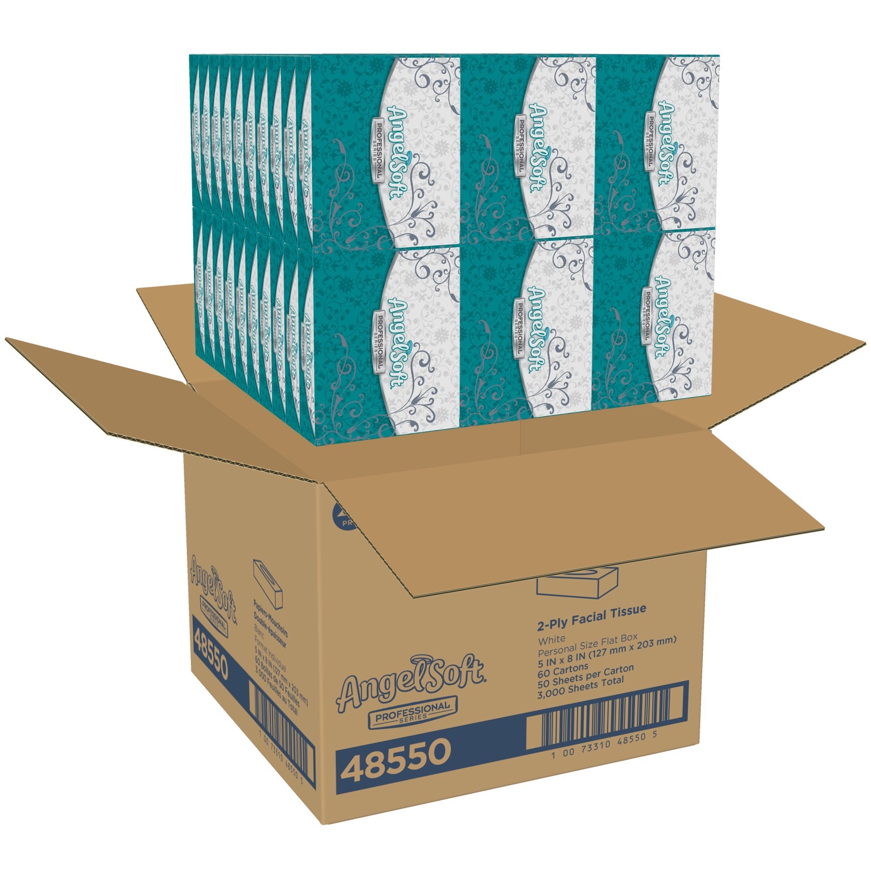 Georgia Pacific Professional Facial Tissue, 2-Ply, White, 50 Sheets/Box, 60 Boxes/Carton (48550)