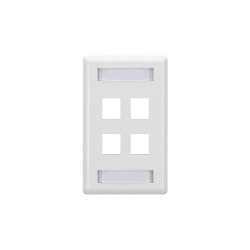 Black Box Keystone Wallplate - Single-gang, 4-port, White, Gsa, Taa (WPT476)