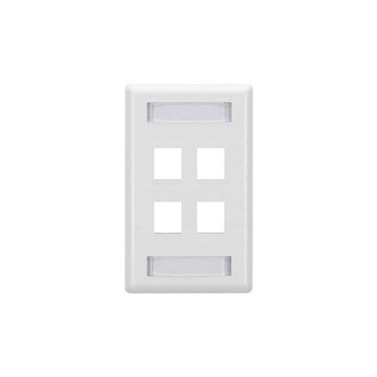 Black Box Keystone Wallplate - Single-gang, 4-port, White, Gsa, Taa (WPT476)