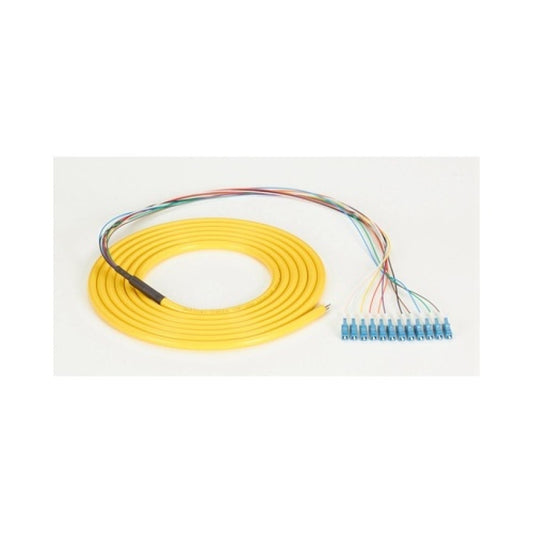 Black Box Os2 9-micron Single-mode Fiber Optic Pigtail - 12-strand, Ofnr, Pvc, Lc, Yellow, 3-m (9.6-ft.) (FOPT50S1LC12YL3)