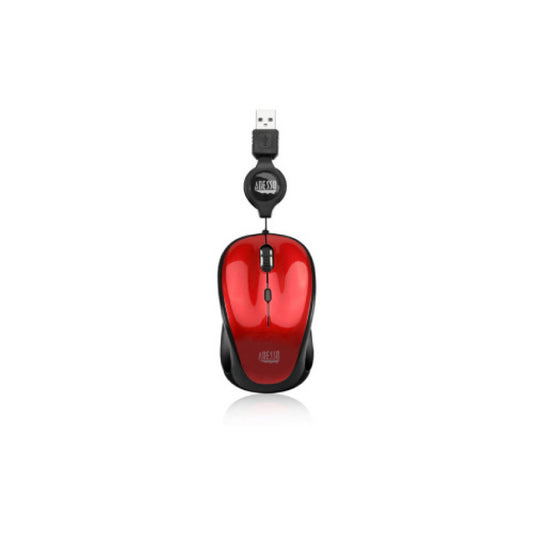 Adesso Red Usb Illuminated Retractable Mini Mou (IMOUSES8R)