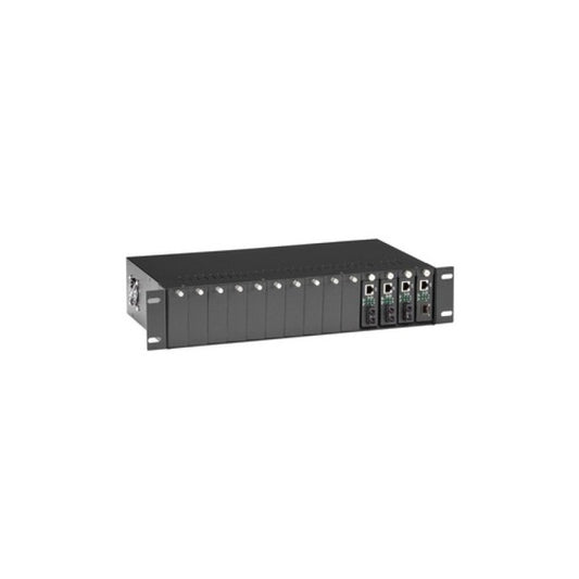 Black Box Media Converter Chassis - 14-slot, 2u, Rackmount, Dual Power Supply (LHGCRACK)