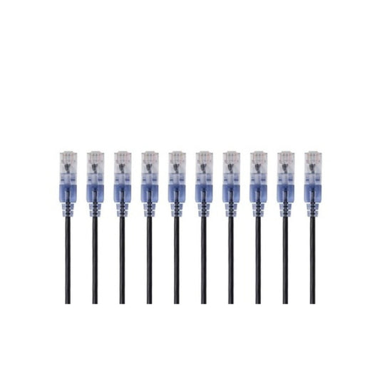 Monoprice Slimrun Cat6a Ethernet Patch Cable - Snagless Rj45_ Utp_ Pure Bare Copper Wire_ 10g_ 30awg_ 2ft_ Black_ 10-pack (29437)
