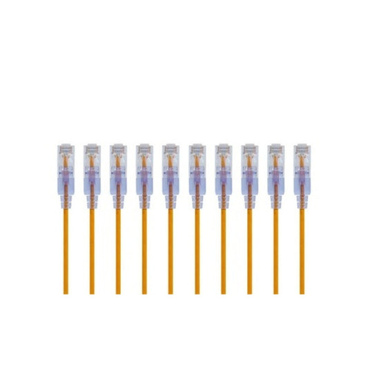 Monoprice Slimrun Cat6a Ethernet Patch Cable - Snagless Rj45_ Utp_ Pure Bare Copper Wire_ 10g_ 30awg_ 2ft_ Yellow_ 10-pack (29443)