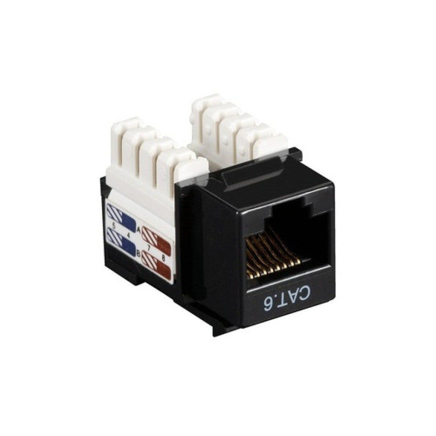 Black Box Cat6 Keystone Jack - Unshielded, Rj45, Black (CAT6JBK)