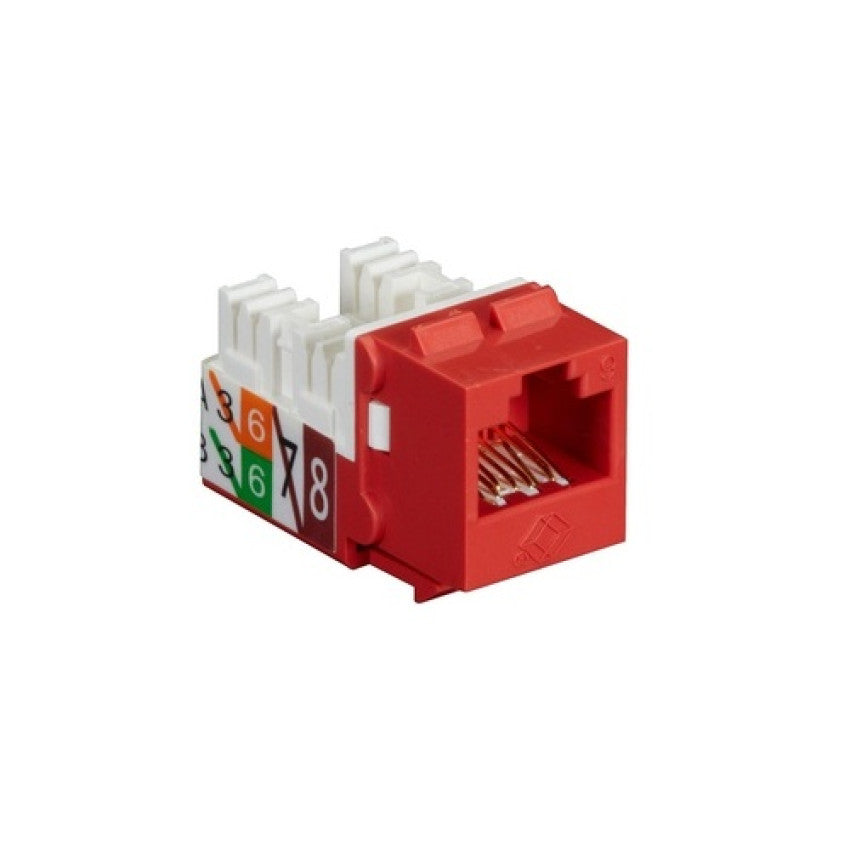 Black Box Cat6 Keystone Jack - Unshielded, 110 Punchdown Type, Taa, Red, Gsa, Taa (FMT637R3)