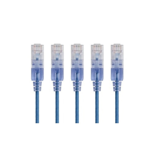Monoprice Slim Cat6a Patch Cable,5-pack_ 1ft Blue (15126)