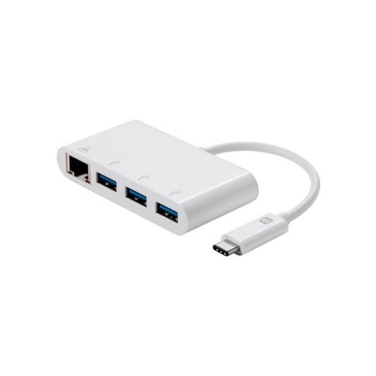 Monoprice Usb-c 3-port Usb 3.0 Hub, Ethernet Adptr (14503)