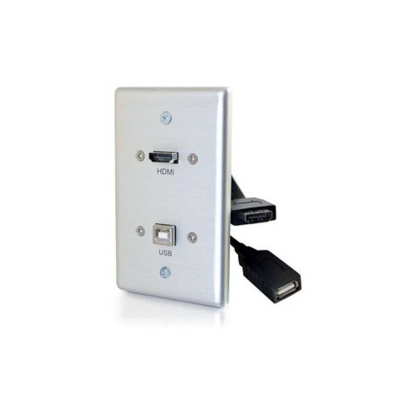 C2G Single Gang Usb And Hdmi Wall Plate (39874)