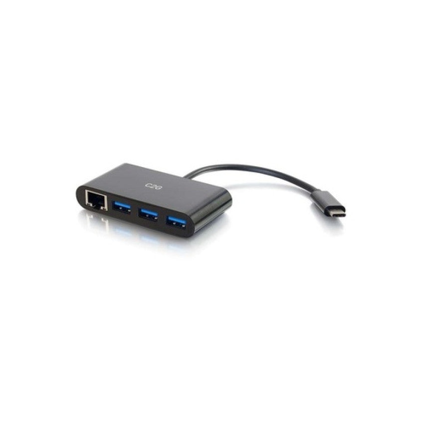 C2G Usb C Ethernet And 3 Port Usb Hub Black (29747)