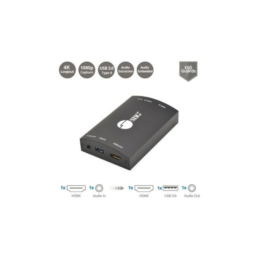 SIIG Usb 3.0 Hdmi 4k Video Capture With Loop (CEH26H11S1)