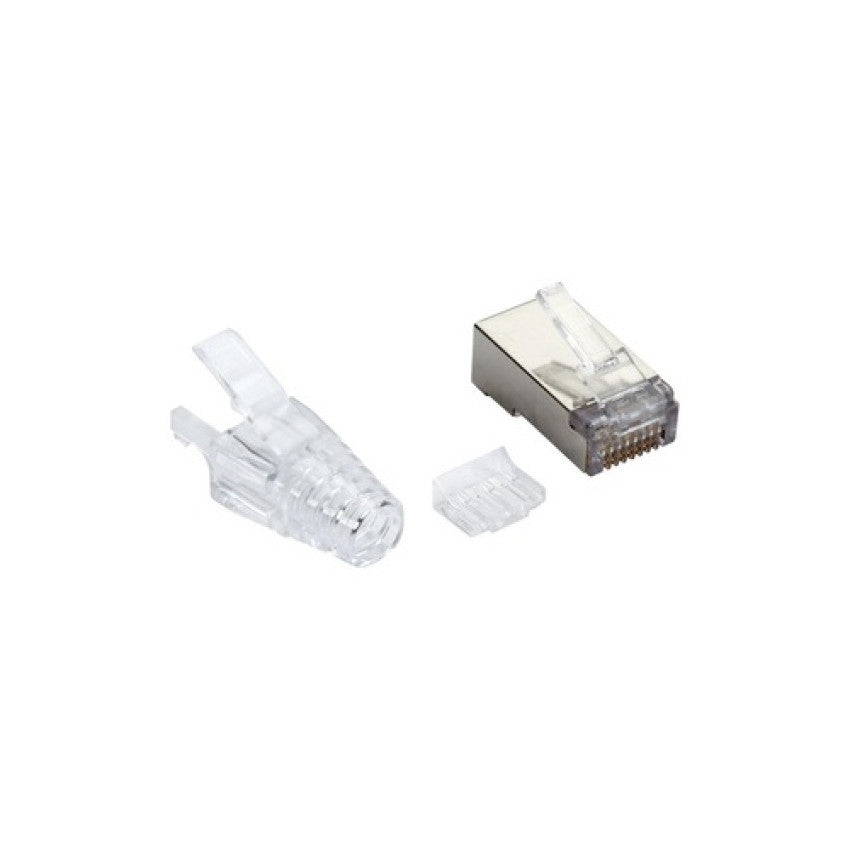 Black Box Cat6a Modular Rj-45 Plug With Load Bar And Clear Snagless Strain Relief Boot Shielded,solid/stranded Conductor,100-pack,gsa,taa (FMTP6ASCL100PAK)