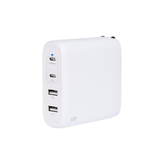 Monoprice Usb-c Charger, 100w 4-port Pd Gan Technology Foldable Wall Charger, Power Delivery For Macbook Pro/air (41986)