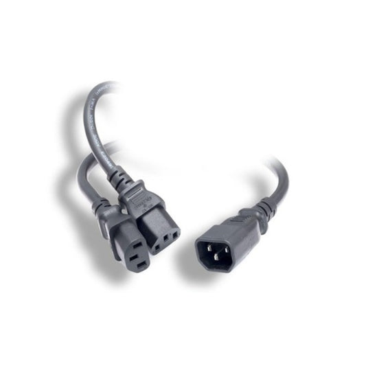 Monoprice Power Cord Splitter - Iec 60320 C14 To 2x Iec 60320 C13_ 16awg_ 13a/1625w_ Sjt_ Black_ 3ft (41095)