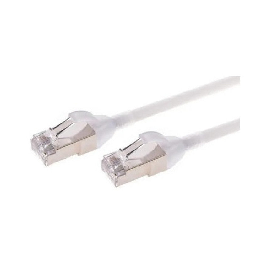 Monoprice Slimrun Cat6a Ethernet Patch Cable - Snagless_ Double Shielded_ Component Level_ Cm_ 30awg_ 25ft_ White (42991)