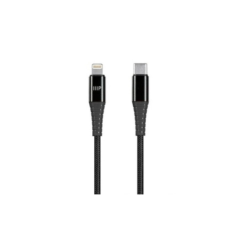 Monoprice Nylon Braided Usb-c To Lightning Cable - 3 Feet - Black ( Mfi Certified ) Flexible_ Durable_ Fast Charging_ Compatible With Apple Iphone 13 (38390)