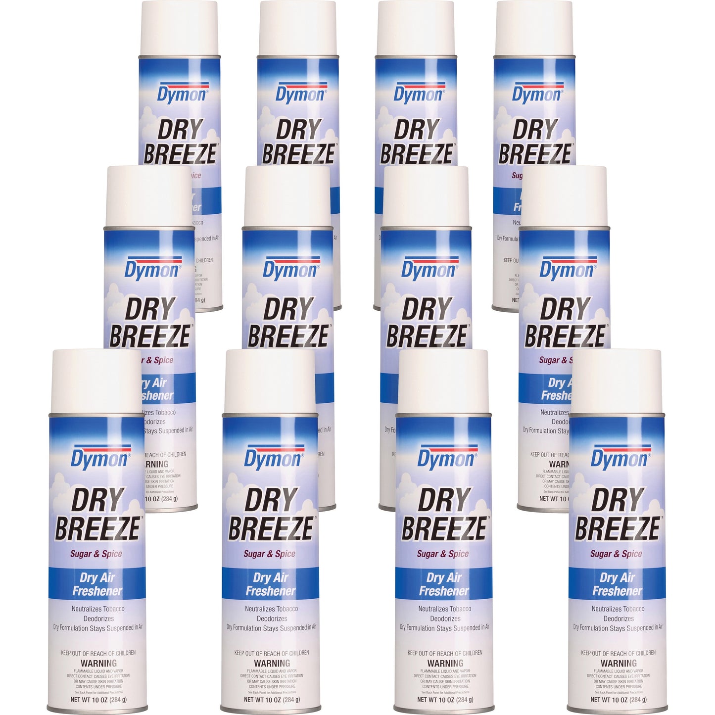 Dymon Dry Breeze Aerosol Air Freshener, Sugar and Spice, 10 oz Aerosol Spray, 12/Carton (70220)