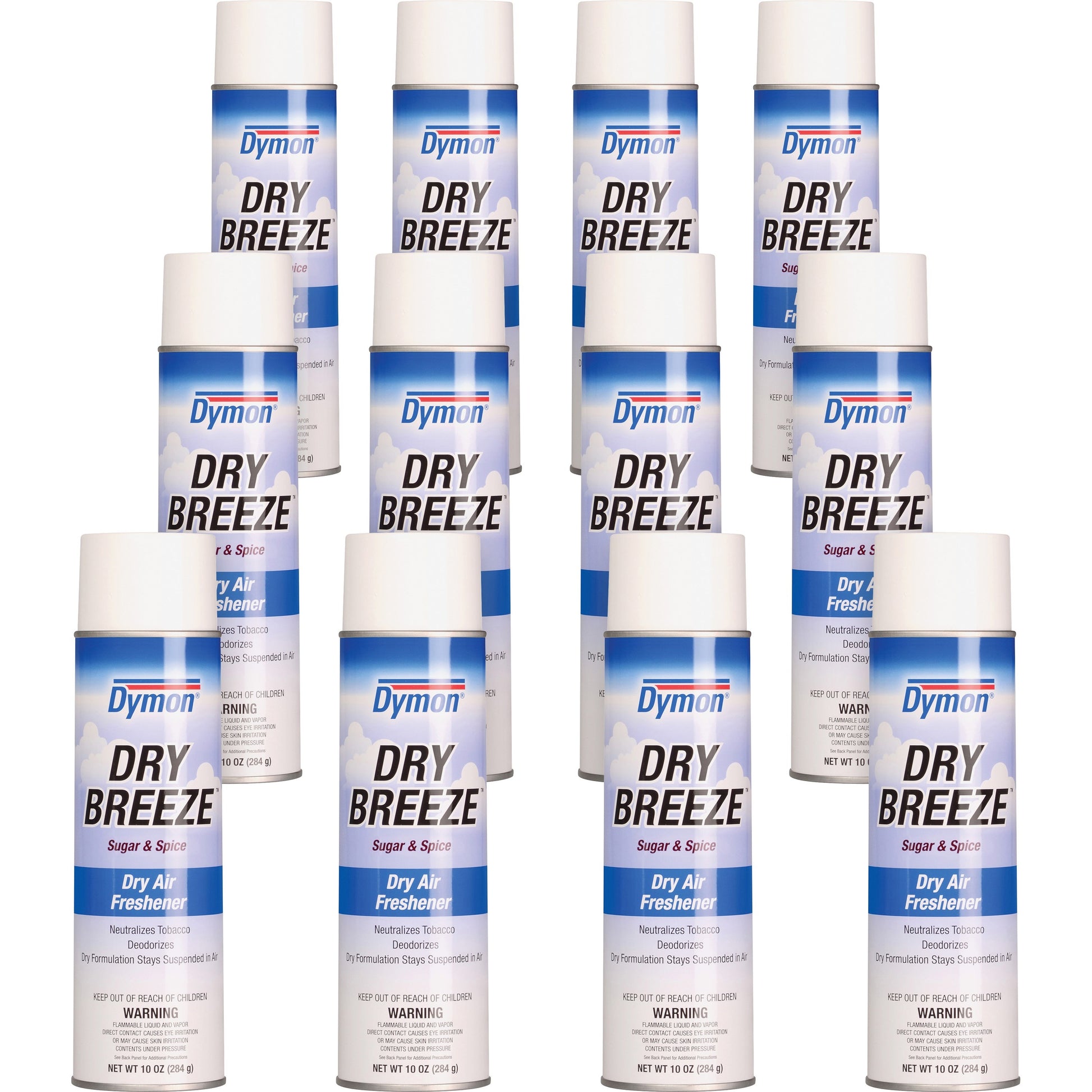 Dymon Dry Breeze Aerosol Air Freshener, Sugar and Spice, 10 oz Aerosol Spray, 12/Carton (70220)