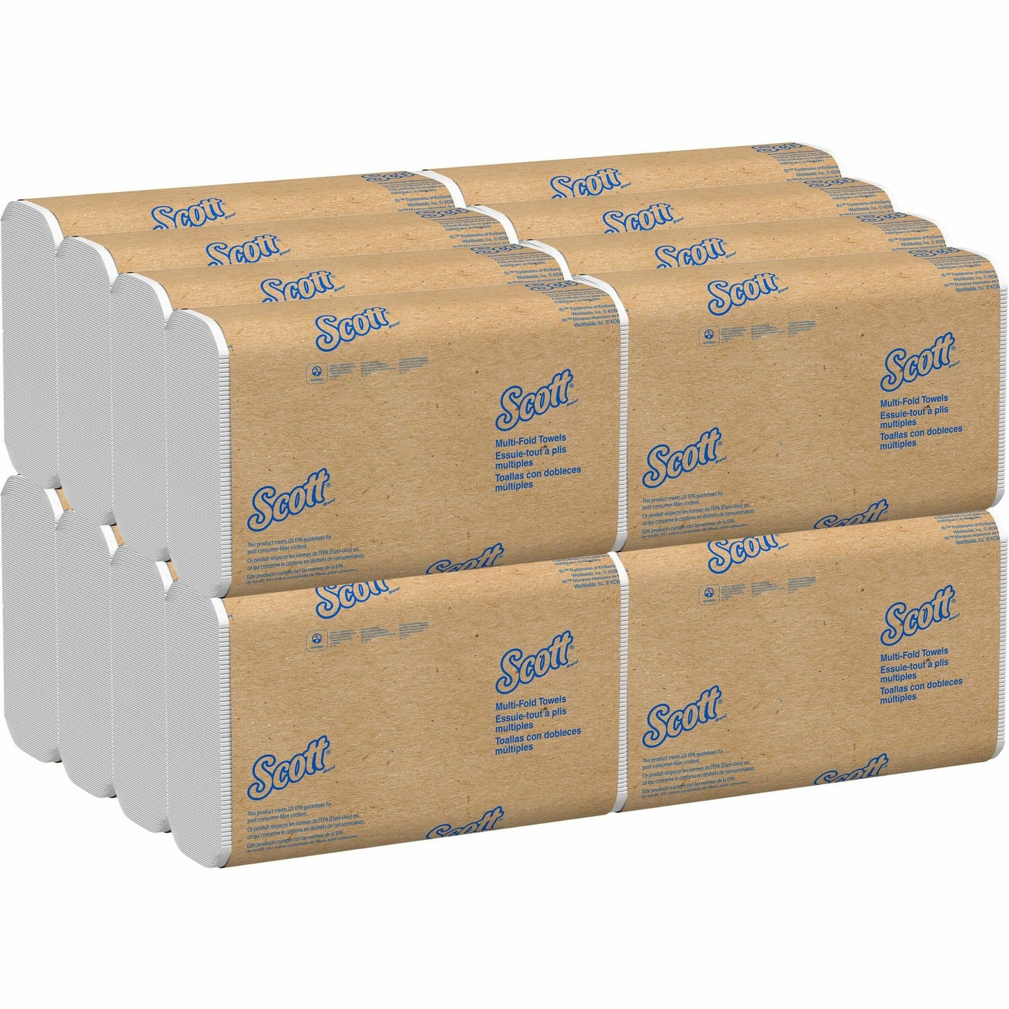 Scott Essential Multi-Fold Towels, Standard Tier, Absorbency Pockets, 1-Ply, 9.2 x 9.4, White, 250/Pack, 16 Packs/Carton (01840)