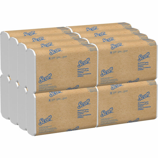 Scott Essential Multi-Fold Towels, Standard Tier, Absorbency Pockets, 1-Ply, 9.2 x 9.4, White, 250/Pack, 16 Packs/Carton (01840)